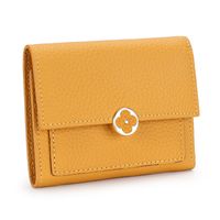 Leather Short Wallet Female 2022 New Style Soft Leather Three-fold Buckle Small Wallet sku image 1