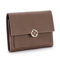 Leather Short Wallet Female 2022 New Style Soft Leather Three-fold Buckle Small Wallet sku image 2