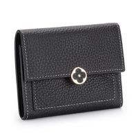 Leather Short Wallet Female 2022 New Style Soft Leather Three-fold Buckle Small Wallet sku image 3