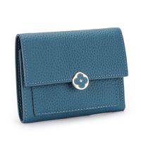 Leather Short Wallet Female 2022 New Style Soft Leather Three-fold Buckle Small Wallet sku image 6