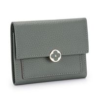 Leather Short Wallet Female 2022 New Style Soft Leather Three-fold Buckle Small Wallet sku image 8