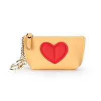 Fashion Leather Mini Coin Purse Short New Heart  Keychain Coin Purse sku image 1