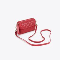 New Soft Leather Handbags Fashion Rhombus Cowhide Shoulder Messenger Bag sku image 1