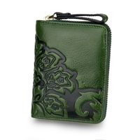 Multifunctional Embossed Wallet New First Layer Oil Wax Leather Ladies Short Wallet sku image 2