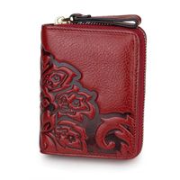 Multifunctional Embossed Wallet New First Layer Oil Wax Leather Ladies Short Wallet sku image 6