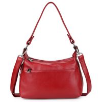 Sac À Bandoulière De Grande Capacité En Cuir De Vachette Pour Dames De Couleur Unie sku image 3