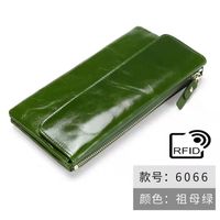 Retro Oil Wax Leather Lady's Hand Purse First Layer Cowhide Multi-card Pocket Handbag sku image 1