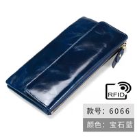 Retro Oil Wax Leather Lady's Hand Purse First Layer Cowhide Multi-card Pocket Handbag sku image 2