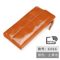 Retro Oil Wax Leather Lady's Hand Purse First Layer Cowhide Multi-card Pocket Handbag sku image 3