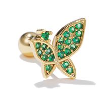 Color Zirconium Creative Popular Butterfly Star Green Copper Earrings sku image 30