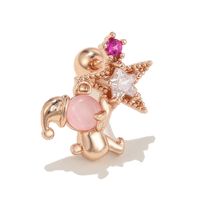 Christmas Hat Star Bear Thread Piercing Screw Ball Copper Earrings sku image 2