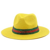 Fashion Outdoor Seaside Sun Shade Fashion Panama Straw Hat Rhinestone Beach Hats sku image 4