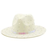 Fashion Outdoor Beach Sun Shade Jazz Straw Hat Pearl Panama Straw Hat sku image 2