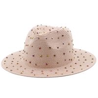 Fashion Rhinestone Simple Outdoor Travel Seaside Sunscreen Big Eaves Straw Hat sku image 1