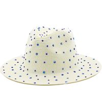 Mode Strass Simple Voyage En Plein Air Bord De Mer Crème Solaire Grand Avant-toit Chapeau De Paille sku image 3