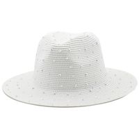 Fashion Rhinestone Simple Outdoor Travel Seaside Sunscreen Big Eaves Straw Hat sku image 4