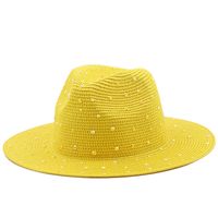 Fashion Rhinestone Simple Outdoor Travel Seaside Sunscreen Big Eaves Straw Hat sku image 7