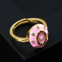 Fashion Copper Micro-inlaid Zircon Color Oil Dripping Devil's Eye Open Ring sku image 6