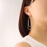 Simple Geometrical Pin Buckle Earrings Long Earrings Jewelry sku image 1