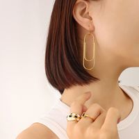 Simple Geometrical Pin Buckle Earrings Long Earrings Jewelry sku image 2
