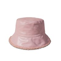 Korean Fashion Warm And Cold Hat Wide-brimmed Plush Double-sided Leather Fisherman Hat sku image 1