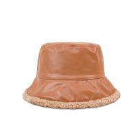 Korean Fashion Warm And Cold Hat Wide-brimmed Plush Double-sided Leather Fisherman Hat sku image 3