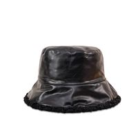 Korean Fashion Warm And Cold Hat Wide-brimmed Plush Double-sided Leather Fisherman Hat sku image 4