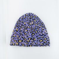 Fashion Winter Leopard Knit Hats Woolen Hat Casual Double Layer Warmth Cap sku image 1