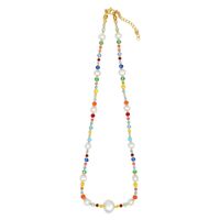 Natürliche Süßwasserperle Einfache Regenbogenreisperle Ethnische Halskette sku image 1