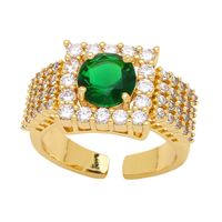 Fashion Zircon Opening Simple Geometric Contrast Color Adjustable Copper Ring sku image 3
