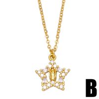 Retro Personality Diamond Zircon Pendant Clavicle Chain Copper Cross Necklace sku image 2