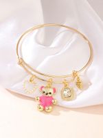 Retro Pearl Heart Bear Square Diamond Pendant Pine Tower Alloy Bracelet Wholesale main image 3