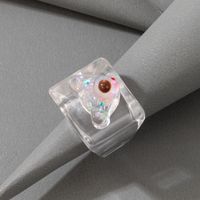 European And American Cute Animal Pink Resin Single Ring Acrylic Bear Ring main image 1