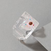 European And American Cute Animal Pink Resin Single Ring Acrylic Bear Ring main image 5
