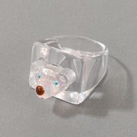 European And American Cute Animal Pink Resin Single Ring Acrylic Bear Ring main image 6