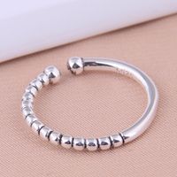 French Beaded-shaped Silver Fashion Simple Personality Copper Open Ring main image 1