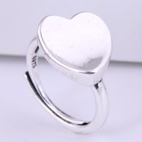 Anillo Abierto De Cobre Con Personalidad De Corazón De Melocotón Simple De Plata A La Moda En Forma De Corazón main image 2