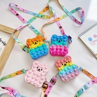 2022 New Children's Bag Press Silicone Bag Cute Bear Coin Purse Messenger Bag main image 2