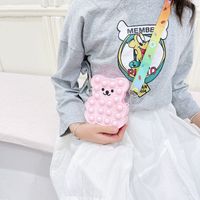 2022 New Children's Bag Press Silicone Bag Cute Bear Coin Purse Messenger Bag main image 3