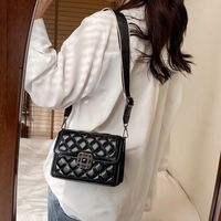 Autumn And Winter Lingge Embroidery Thread Niche Bag Wide Shoulder Strap Small Square Bag sku image 1