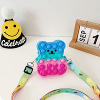 2022 New Children's Bag Press Silicone Bag Cute Bear Coin Purse Messenger Bag sku image 2