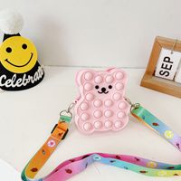 2022 New Children's Bag Press Silicone Bag Cute Bear Coin Purse Messenger Bag sku image 3