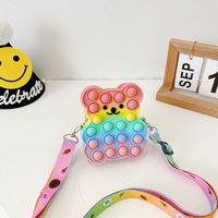 2022 New Children's Bag Press Silicone Bag Cute Bear Coin Purse Messenger Bag sku image 4