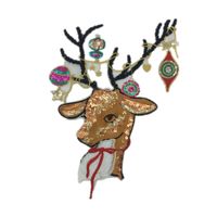 Longs Heng Stickerei Stoff Aufkleber Weihnachts Hirsch Pailletten Computer Stickerei Kapitel Sika Hirsch Cartoon Kleidung Passendes Zubehör Mit Klebstoff sku image 1