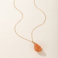 Naturstein Orange Einzels Chicht Geometrische Unregelmäßige Stein Halskette main image 4