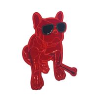 Longsheng Hero Frais Rouge Bouledogue Avec Des Lunettes De Soleil Bricolage Broderie De Mode Trou Décoratif Tissu Autocollant sku image 1