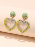Retro Heart Dripping Oil Rhinestones Heart Earrings Jewelry sku image 1