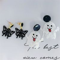 Funny Butterfly Ghost Arylic Hollow Out Inlay Zircon Women's Drop Earrings 1 Pair main image 1