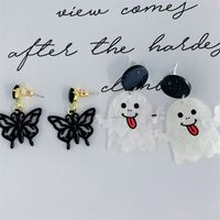 Funny Butterfly Ghost Arylic Hollow Out Inlay Zircon Women's Drop Earrings 1 Pair main image 5