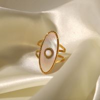 Mode Oval Rostfreier Stahl Überzug Künstliche Perlen Offener Ring main image 1